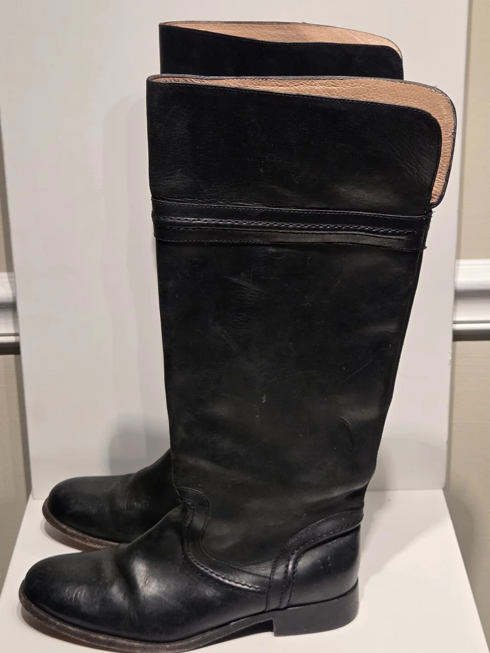 Women's Frye Melissa Trapunto Leather Black Tall RIDING Boots 76441 size 6.5